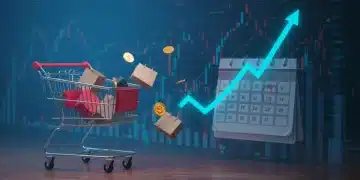 Illustration of a shopping cart with items, representing abandoned carts, and a graph showing sales recovery for 2025.