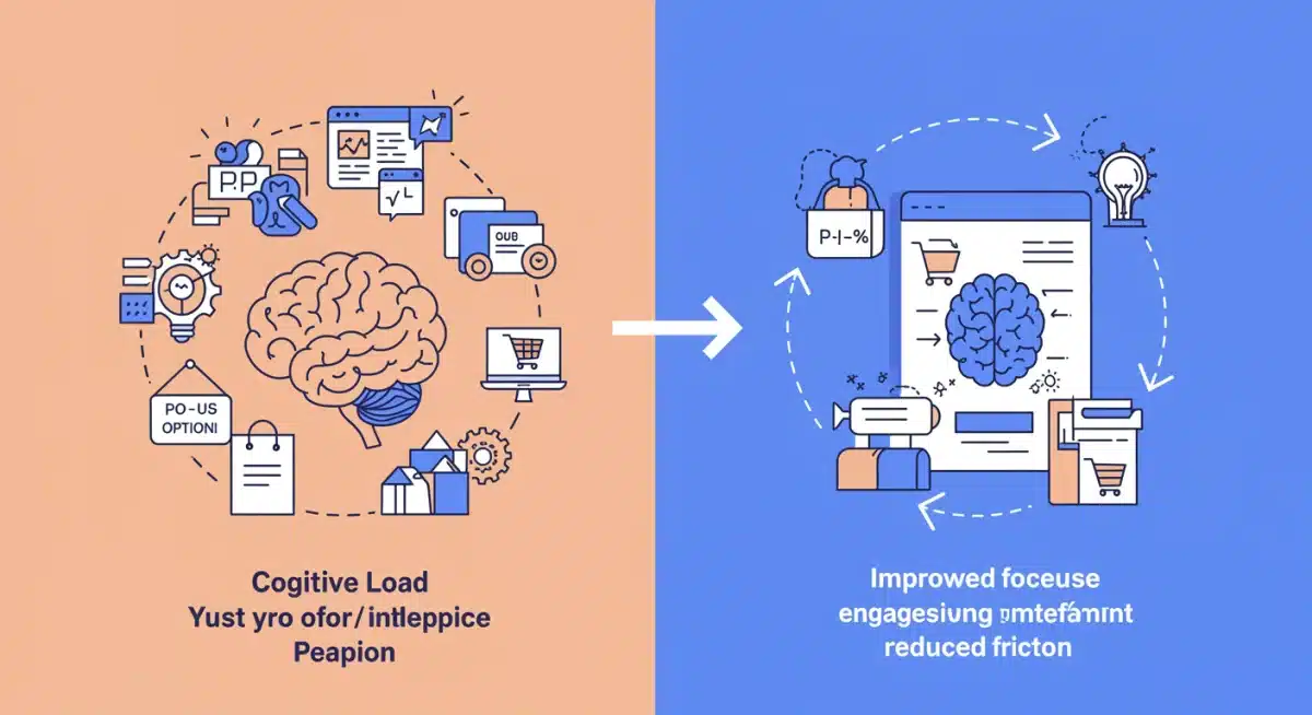 Infographic illustrating cognitive load impact on e-commerce user experience