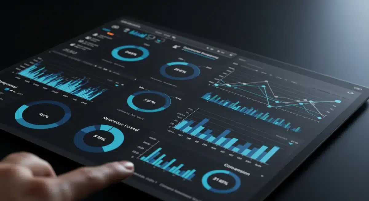 Digital dashboard showing positive customer engagement and retention metrics.