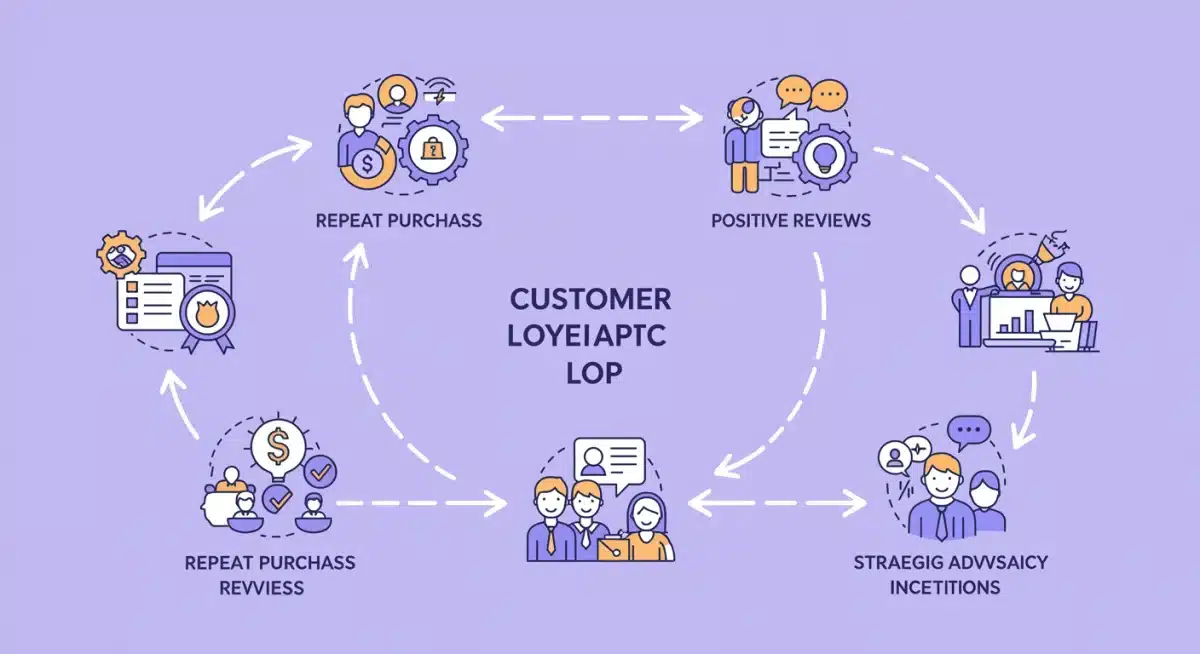 Infographic depicting the customer loyalty loop with key touchpoints