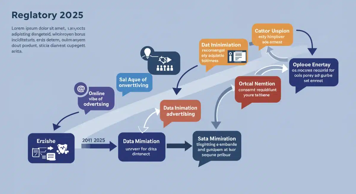 Infographic timeline illustrating evolving data privacy regulations and consent requirements for online advertising up to 2025.