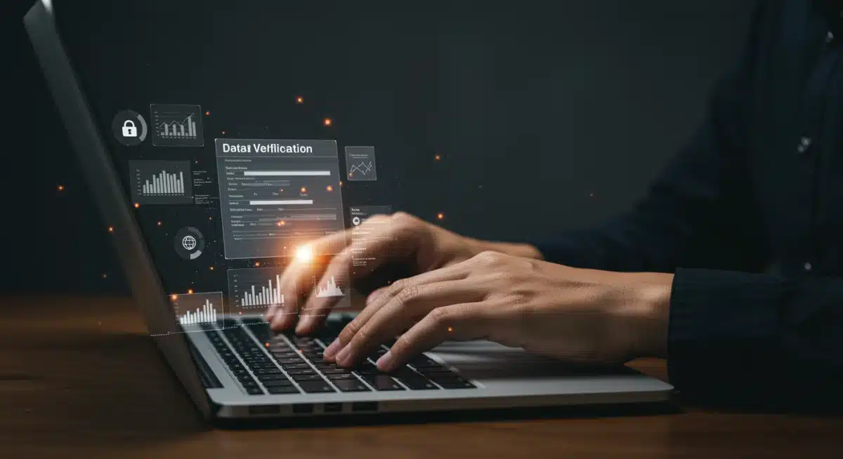 Online seller verifying data for INFORM Consumers Act compliance on a laptop.