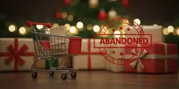Shopping cart with abandoned items during holiday season, illustrating e-commerce loss aversion strategies.
