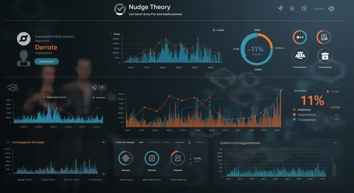 Digital dashboard showing 11% engagement increase from nudge theory