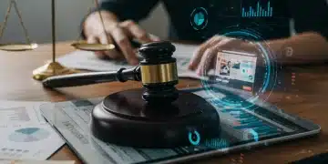 Gavel on tablet with e-commerce site, symbolizing FTC Act enforcement in digital markets.