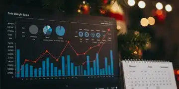 Forecasting Seasonal Sales Peaks: Holiday 2025 Demand Surge Digital dashboard with sales trends and holiday decorations for 2025