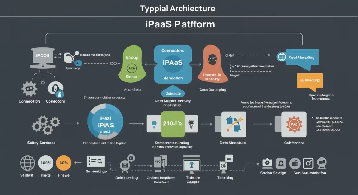 iPaaS platform architecture illustrating integration components and financial benefits