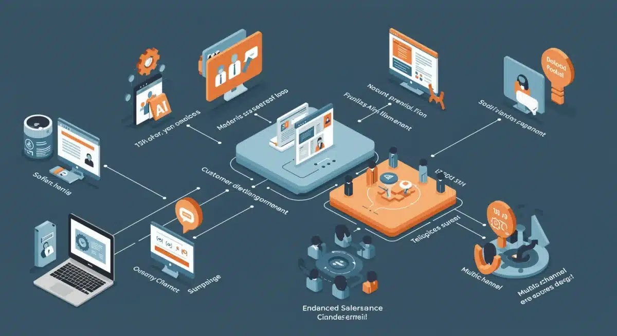 Infographic illustrating interconnected modern sales ecosystem components