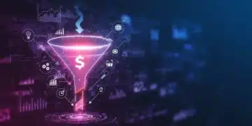 Optimized sales funnel with data analytics, showing reduced customer acquisition cost