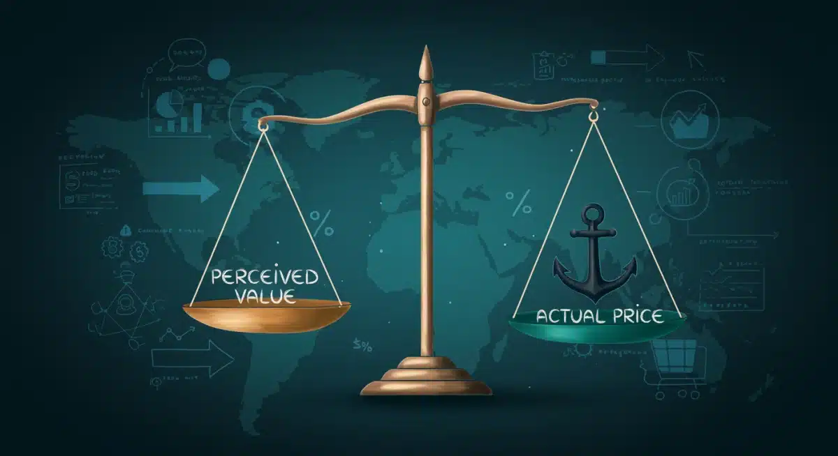 Illustration of perceived value influenced by an anchor price, demonstrating consumer decision-making.