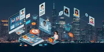 Illustration of digital devices and shopping carts symbolizing Q1 2025 consumer psychology shifts in US online purchasing.