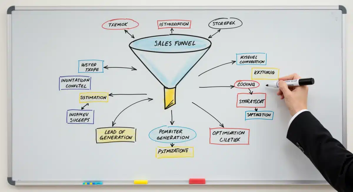 Sales funnel optimization strategy on whiteboard