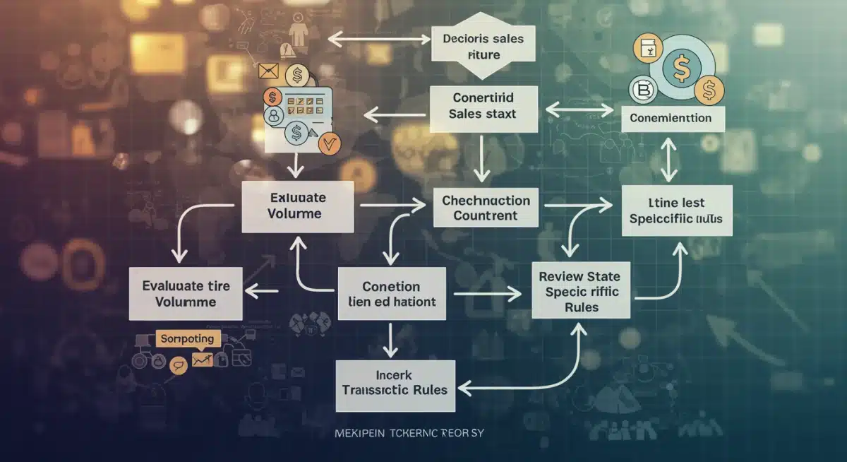 Flowchart depicting sales tax nexus evaluation process for businesses