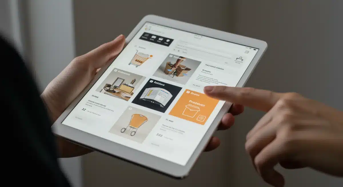 Minimalist e-commerce interface with simplified product options and clear filters.