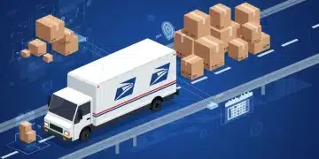 USPS truck delivering packages, symbolizing 2025 shipping regulation changes for e-commerce logistics