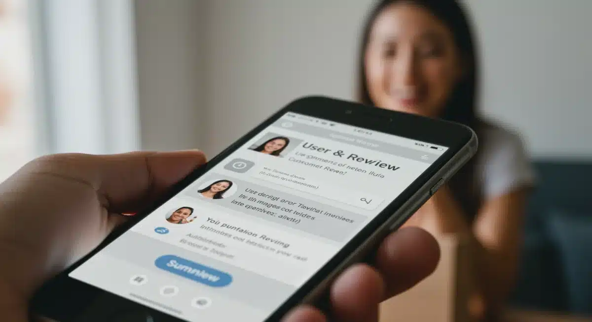 Customer providing a video testimonial on a smartphone.